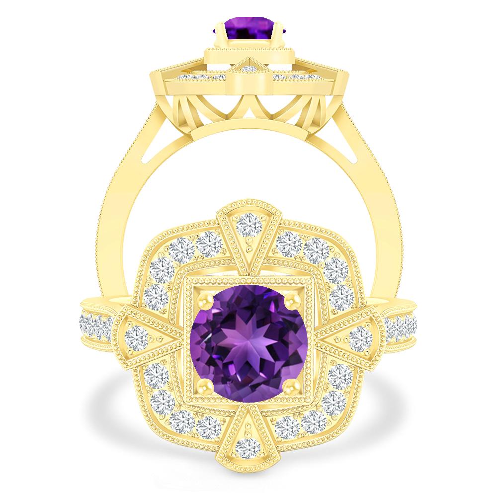 Yellow Gold - Amethyst