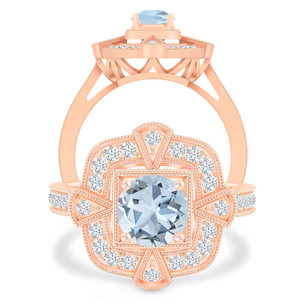 Rose Gold - Aquamarine