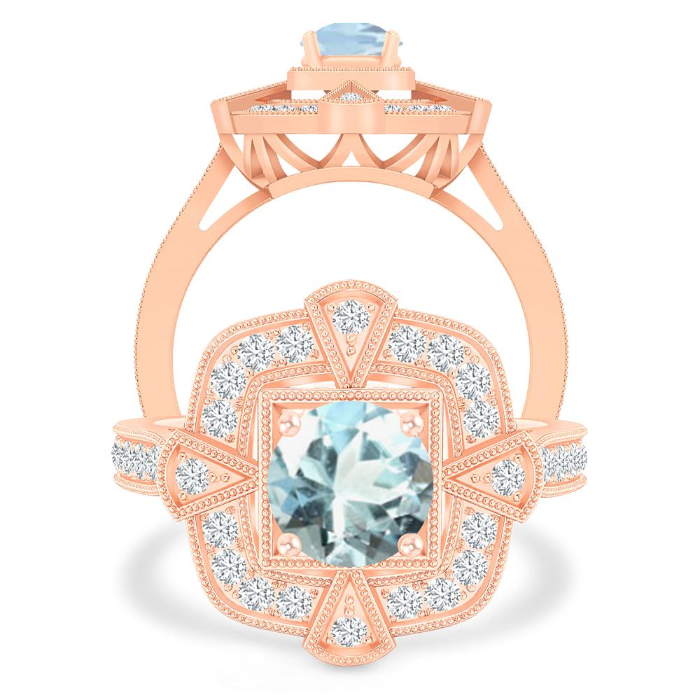 Rose Gold - Aquamarine