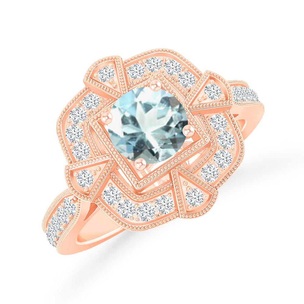 Rose Gold - Aquamarine