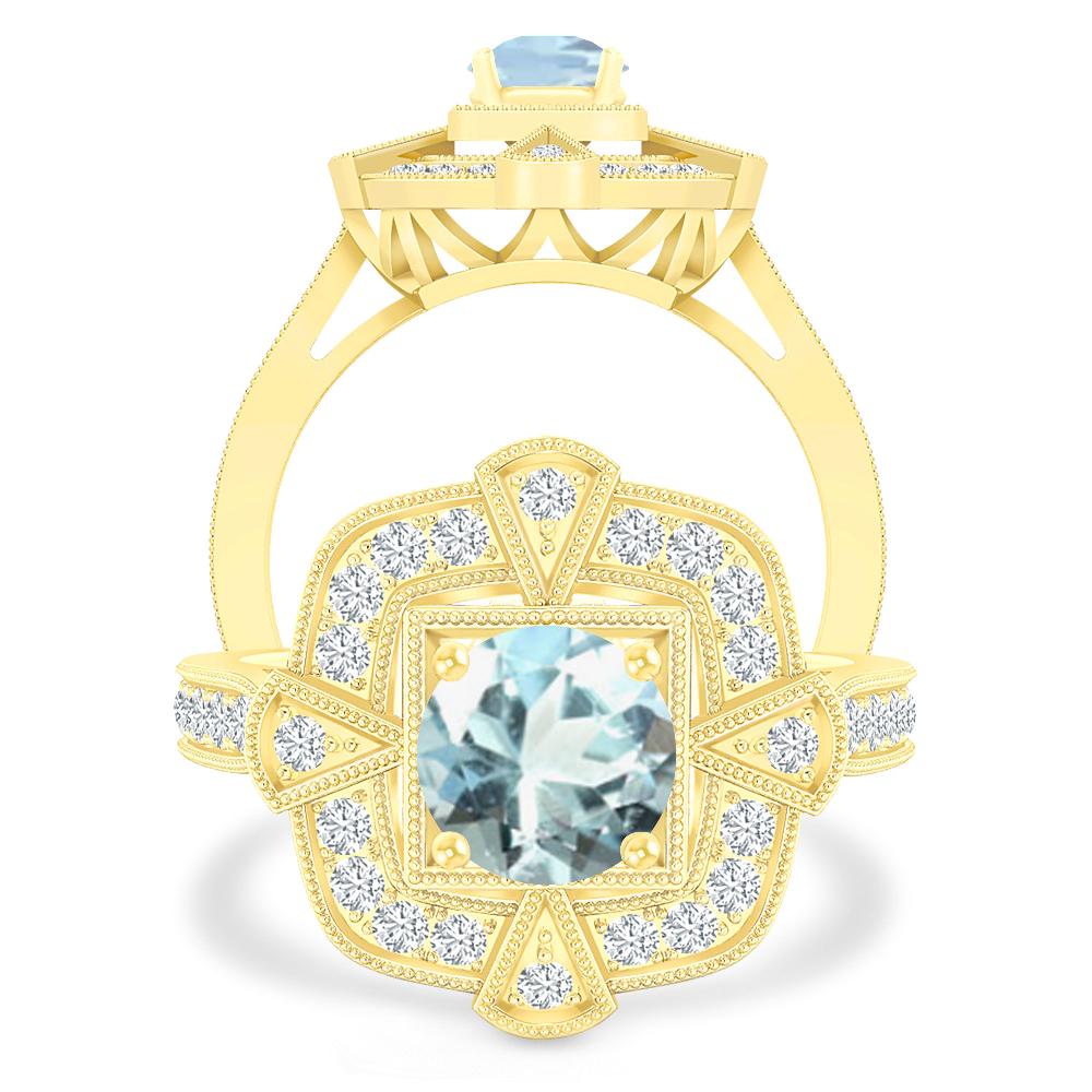 Yellow Gold - Aquamarine