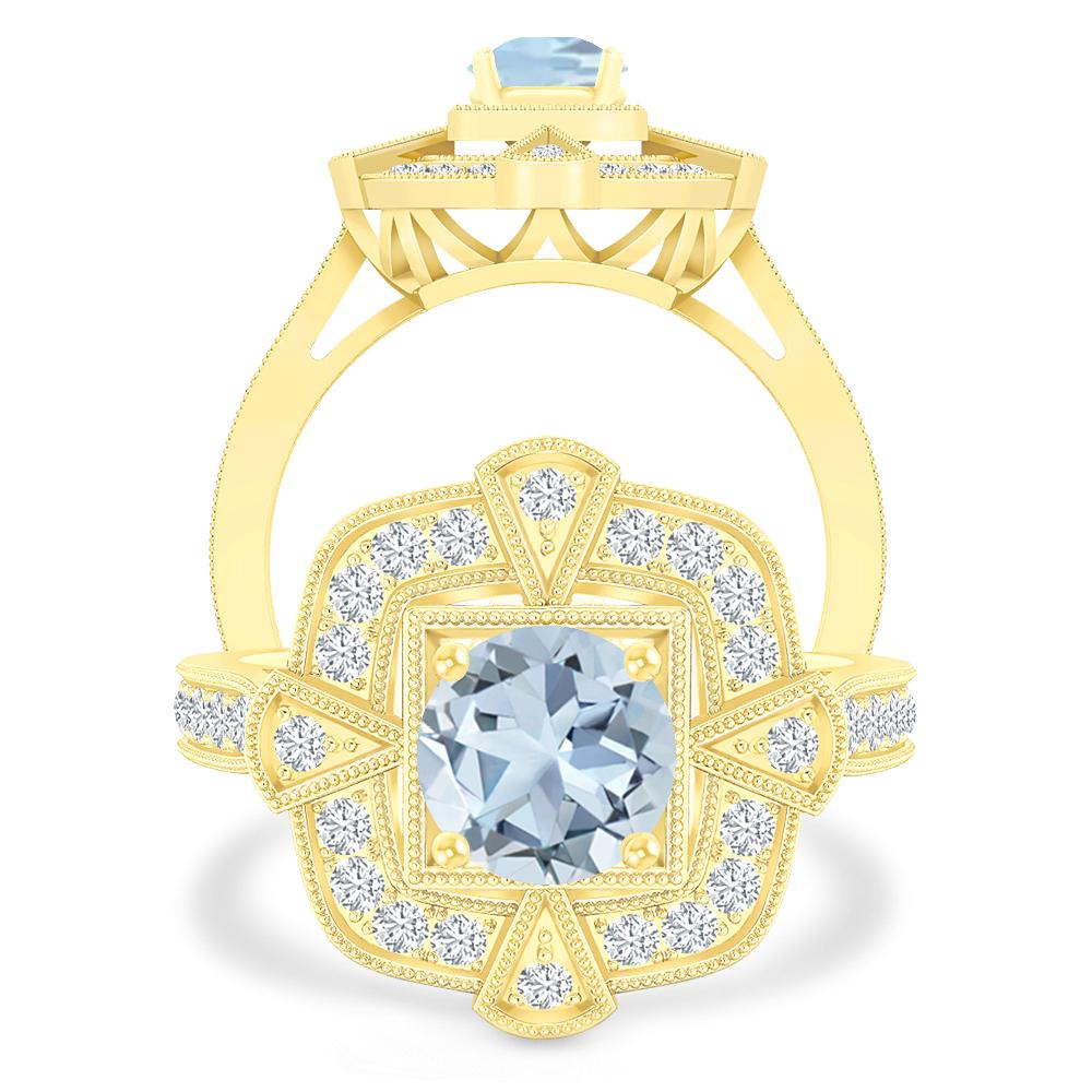 Yellow Gold - Aquamarine