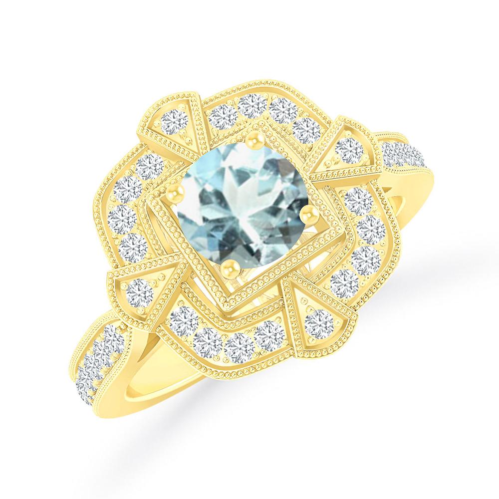 Yellow Gold - Aquamarine