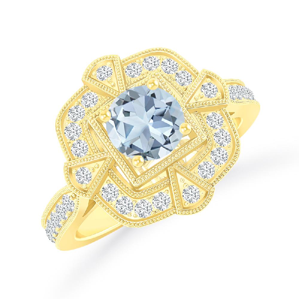 Yellow Gold - Aquamarine