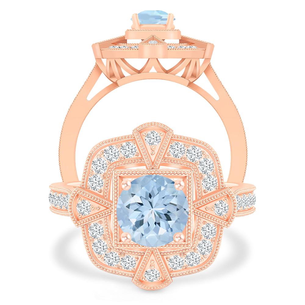 Rose Gold - Aquamarine