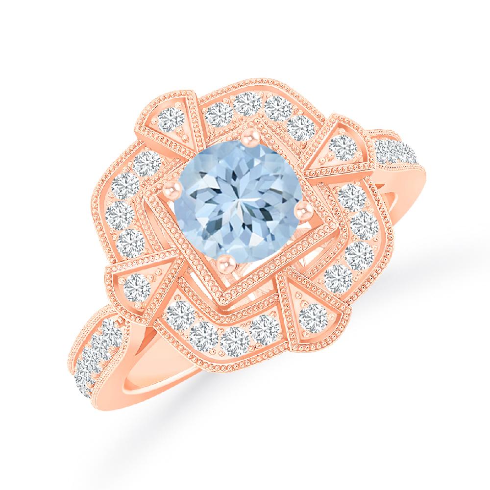 Rose Gold - Aquamarine