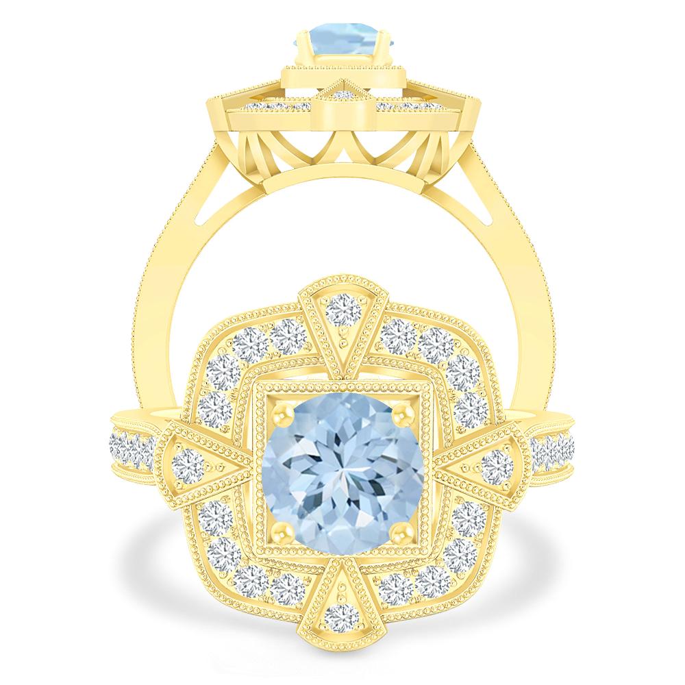 Yellow Gold - Aquamarine