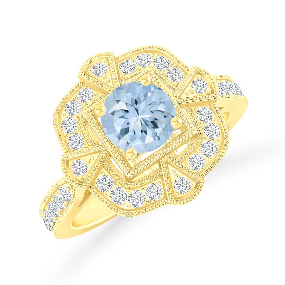 Yellow Gold - Aquamarine