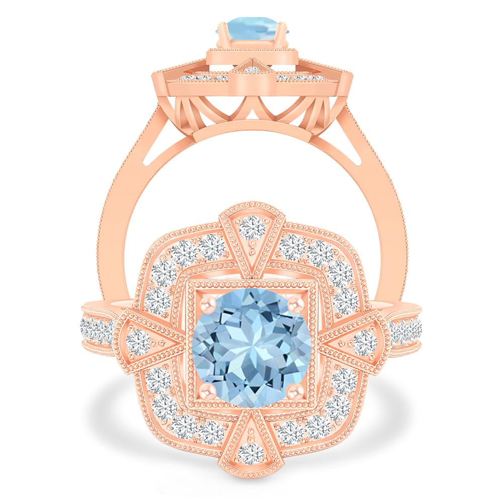 Rose Gold - Aquamarine