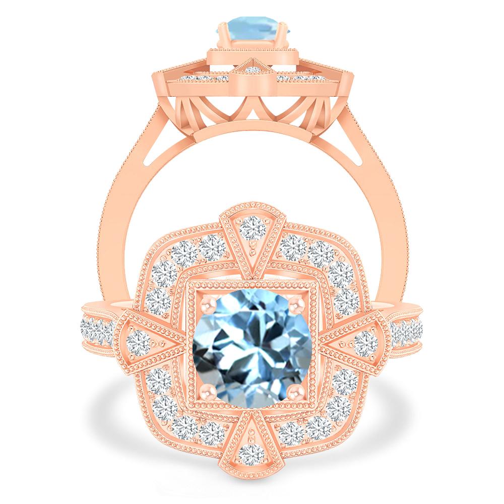 Rose Gold - Aquamarine