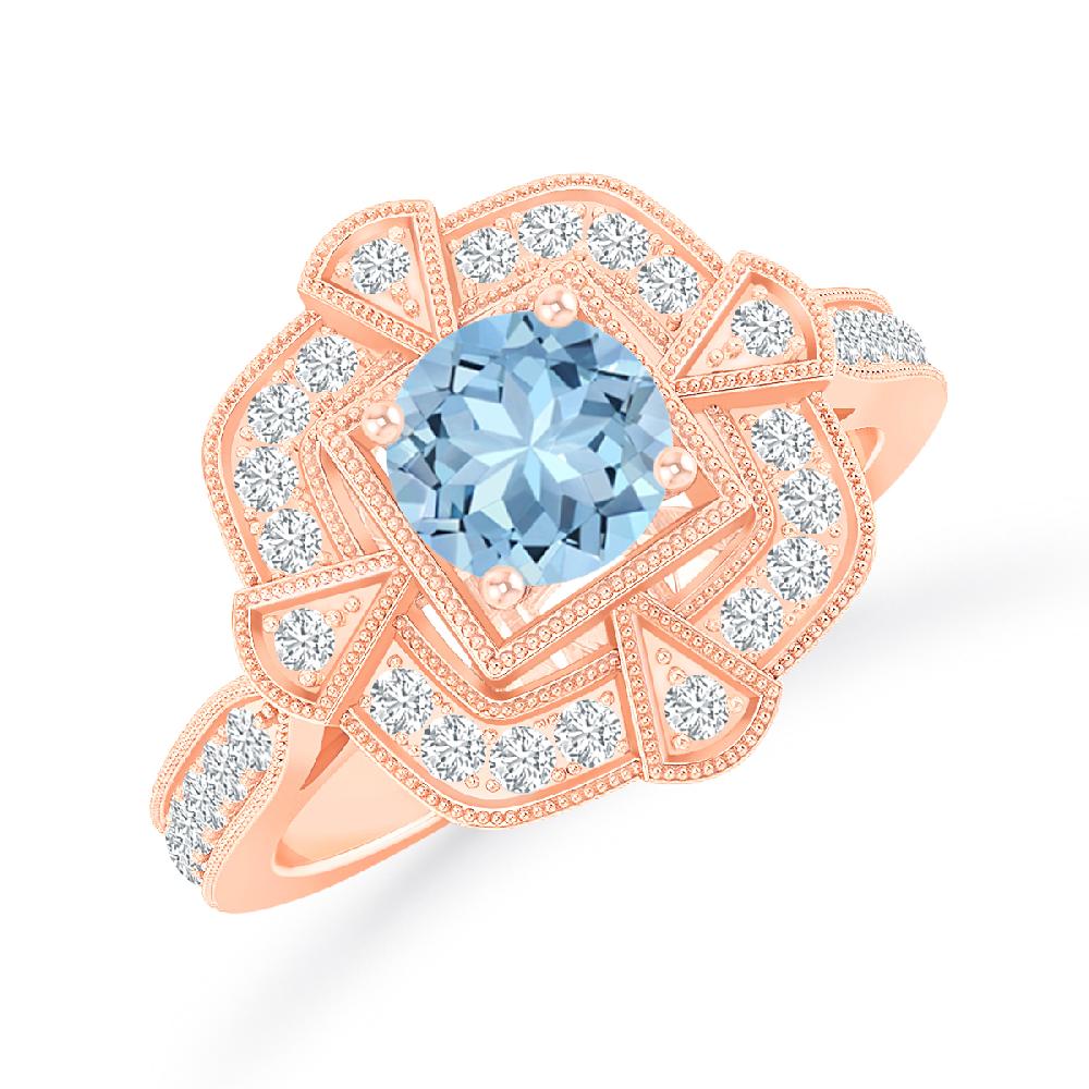 Rose Gold - Aquamarine