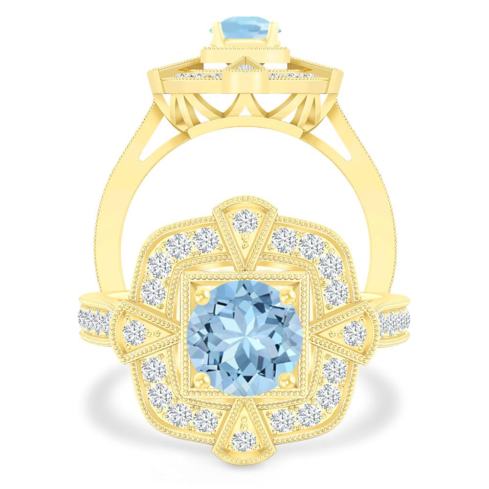 Yellow Gold - Aquamarine