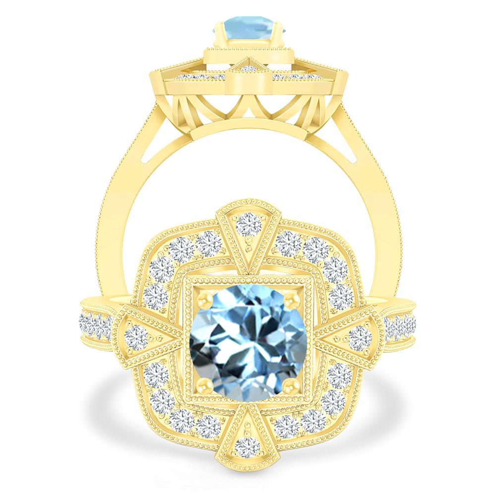 Yellow Gold - Aquamarine