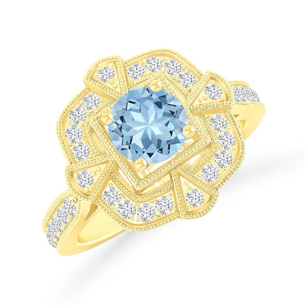 Yellow Gold - Aquamarine