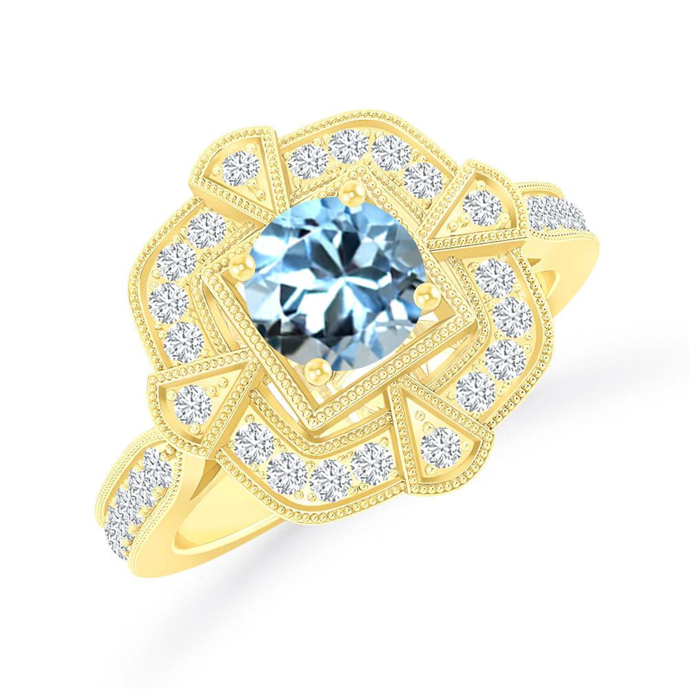 Yellow Gold - Aquamarine