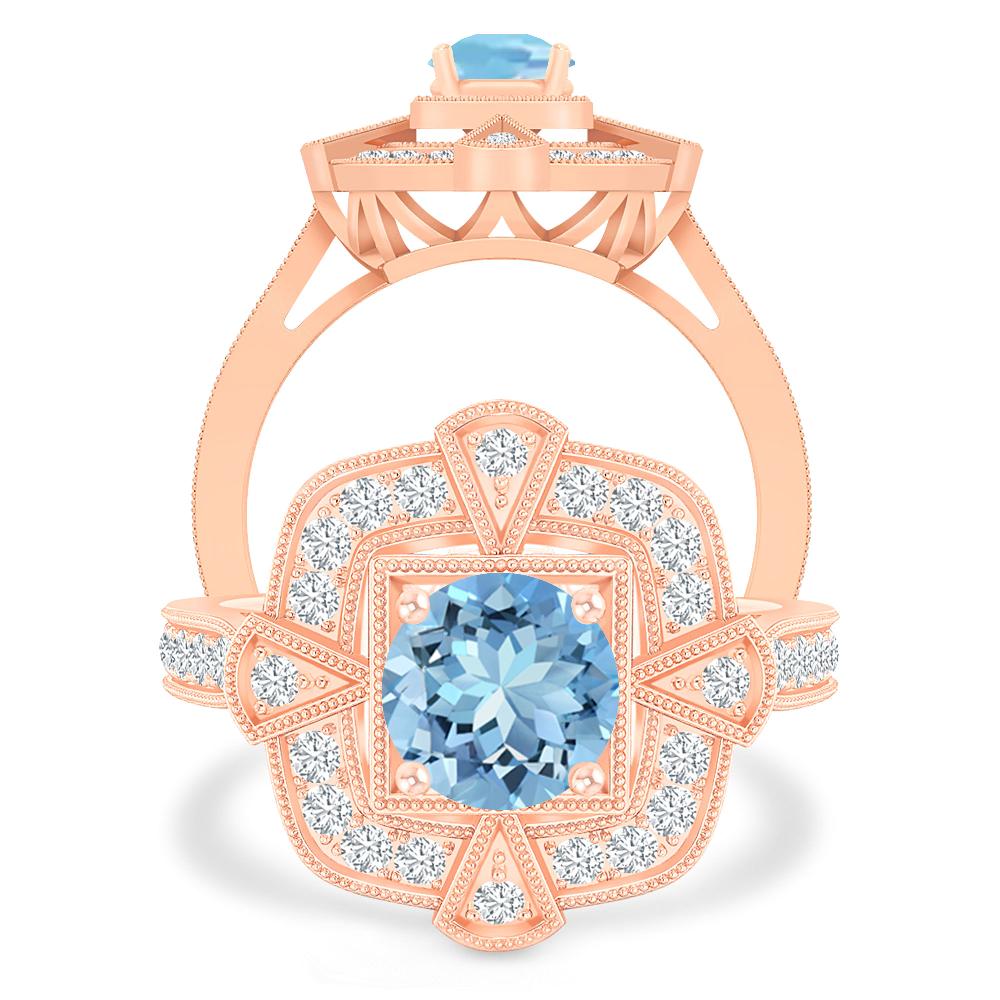 Rose Gold - Aquamarine