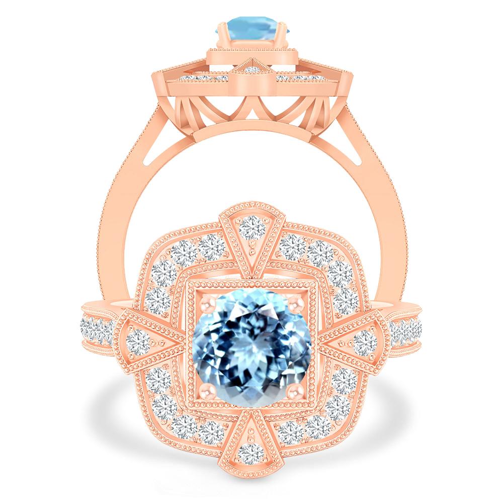 Rose Gold - Aquamarine