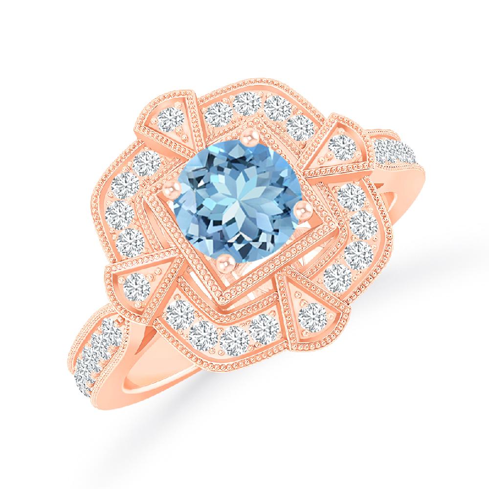 Rose Gold - Aquamarine