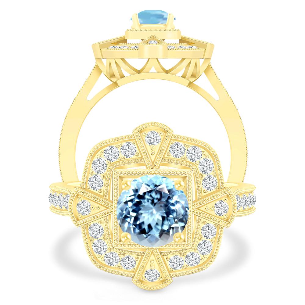 Yellow Gold - Aquamarine