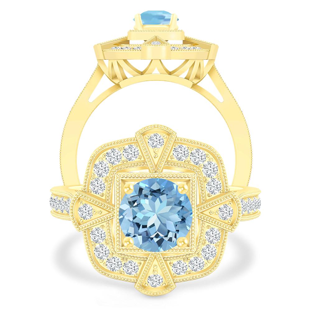 Yellow Gold - Aquamarine