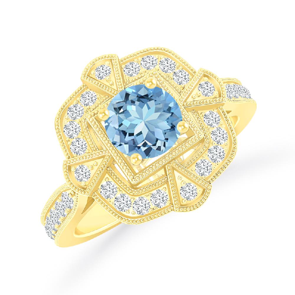 Yellow Gold - Aquamarine