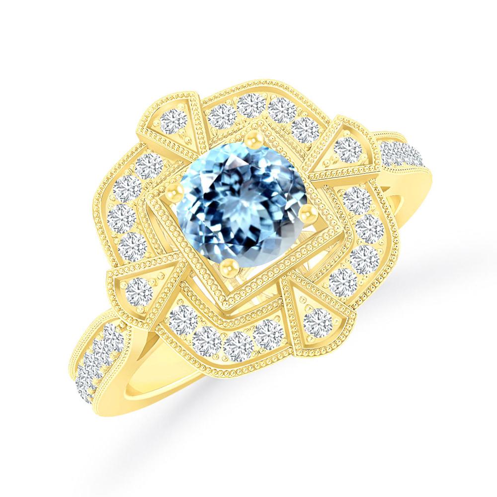 Yellow Gold - Aquamarine