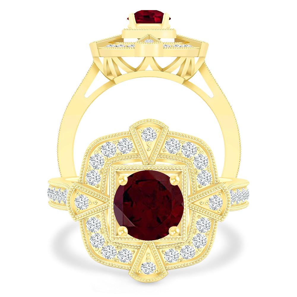 Yellow Gold - Garnet