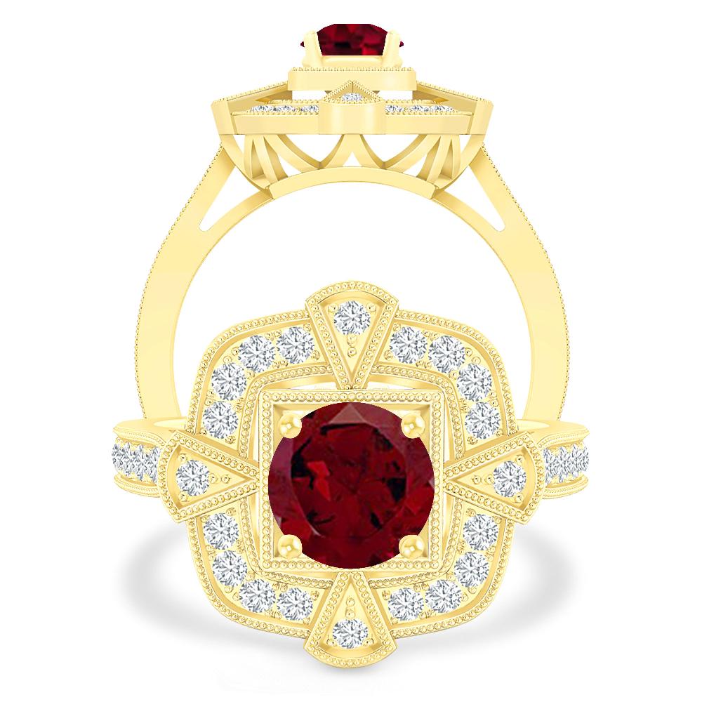 Yellow Gold - Garnet