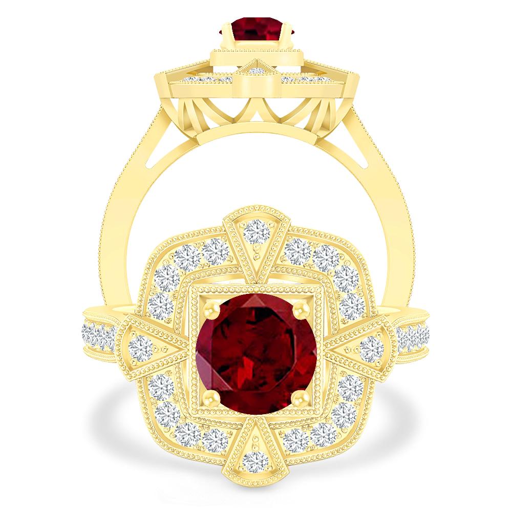 Yellow Gold - Garnet