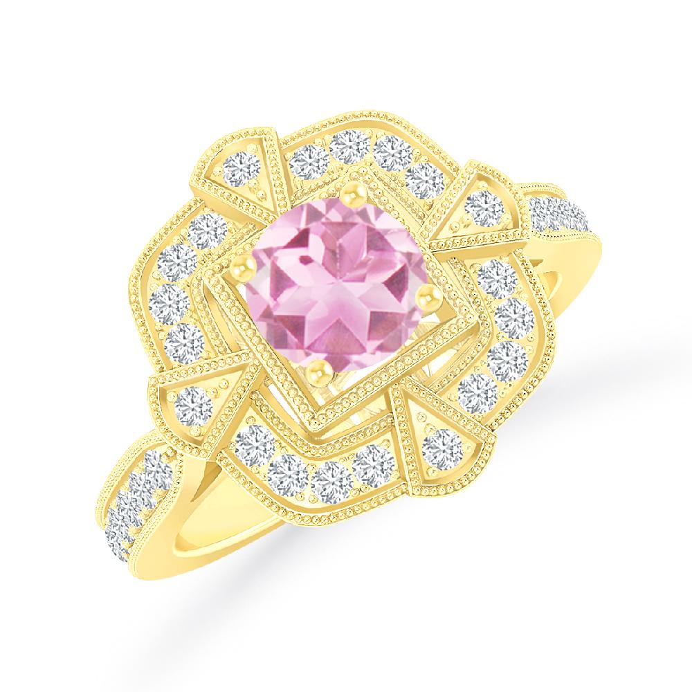 Yellow Gold - Pink Tourmaline