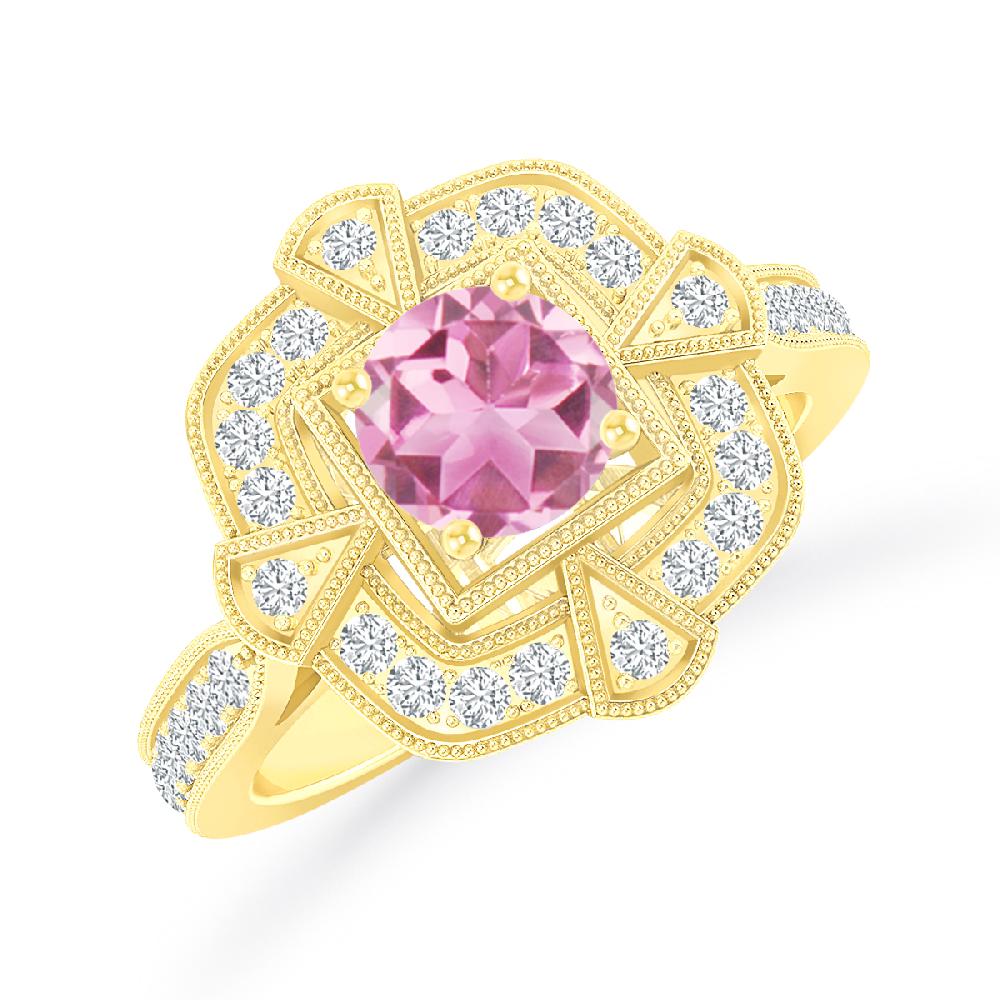 Yellow Gold - Pink Tourmaline