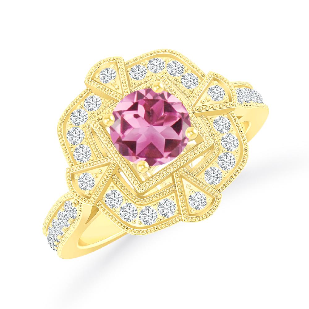 Yellow Gold - Pink Tourmaline