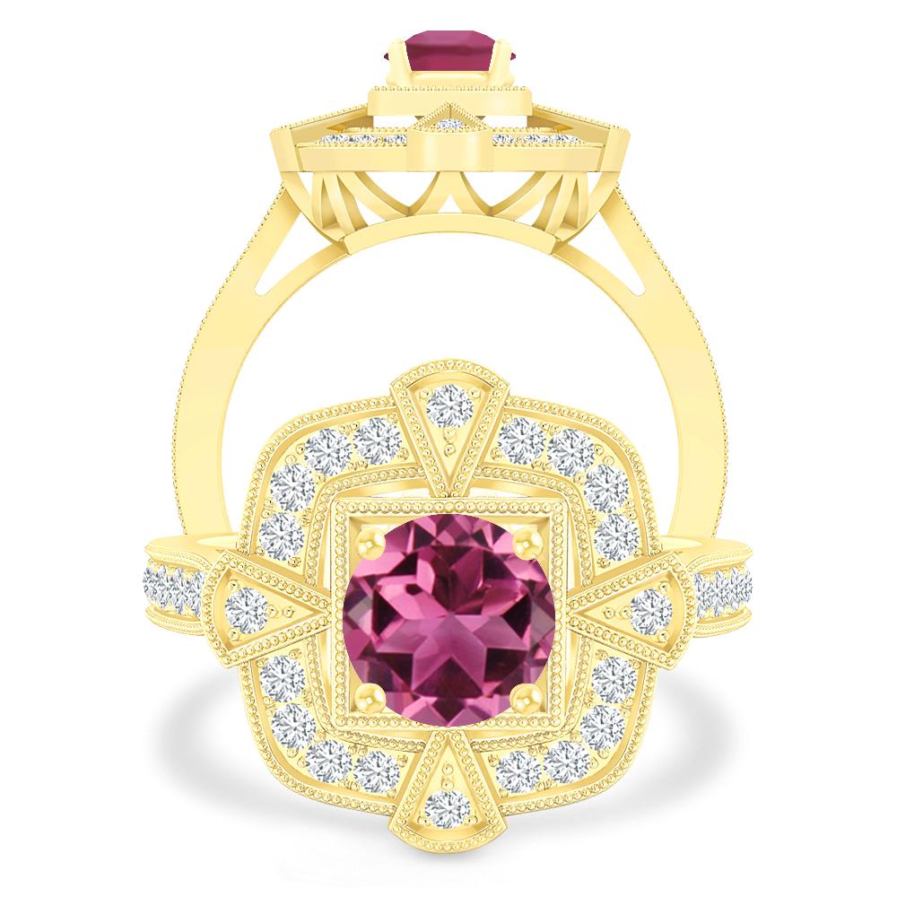 Yellow Gold - Pink Tourmaline