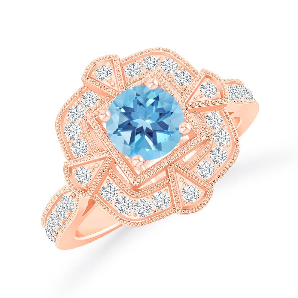 Rose Gold - Blue Topaz