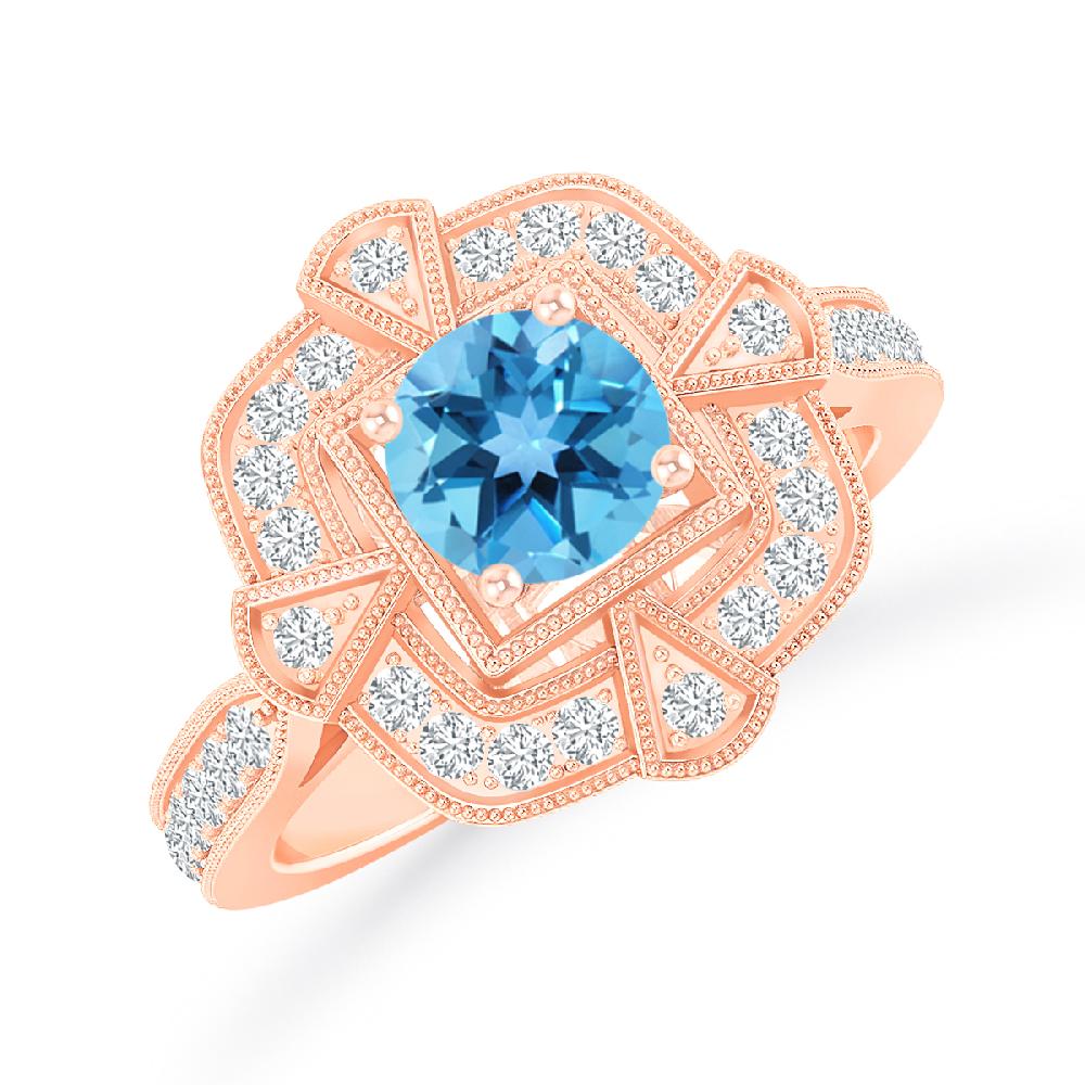 Rose Gold - Blue Topaz