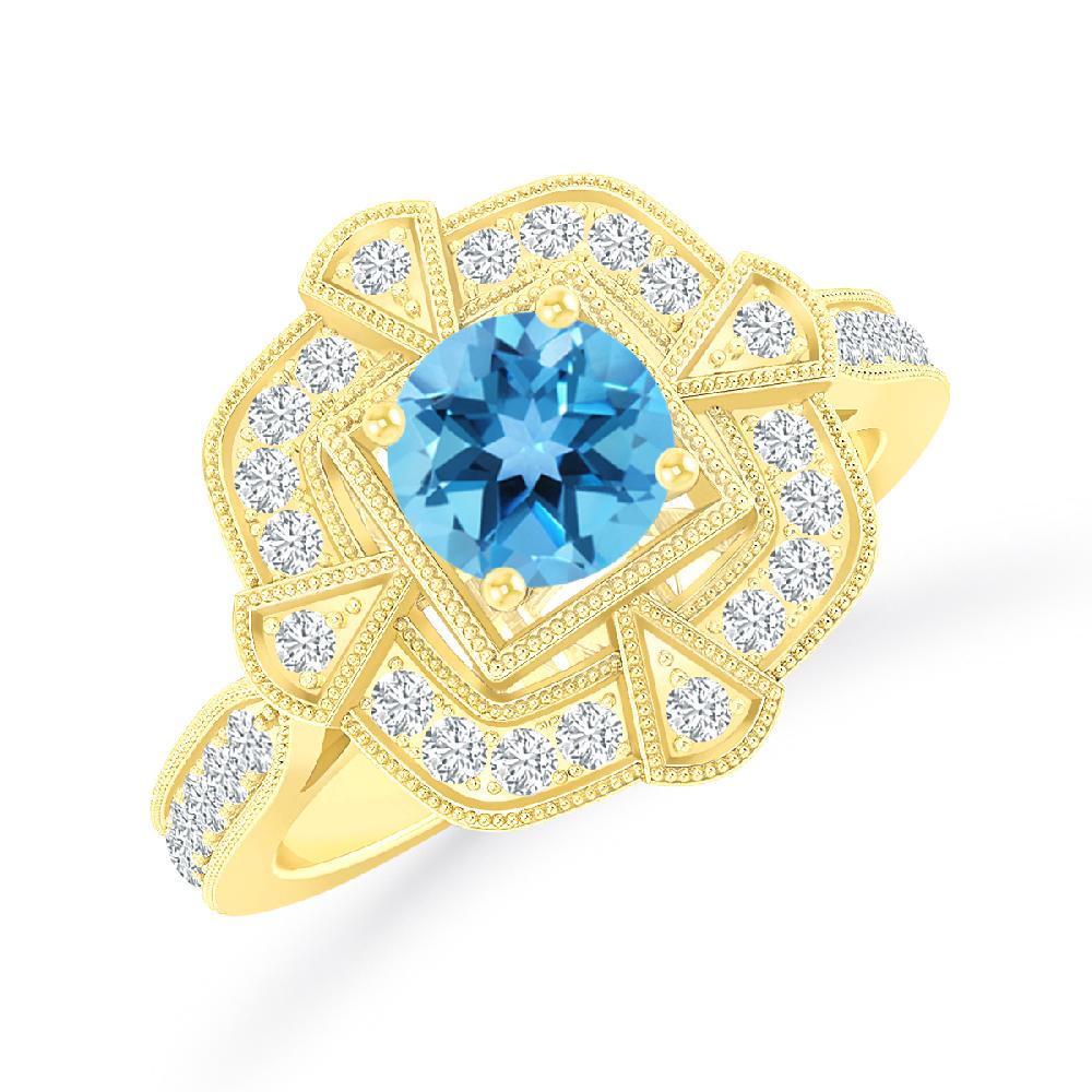 Yellow Gold - Blue Topaz