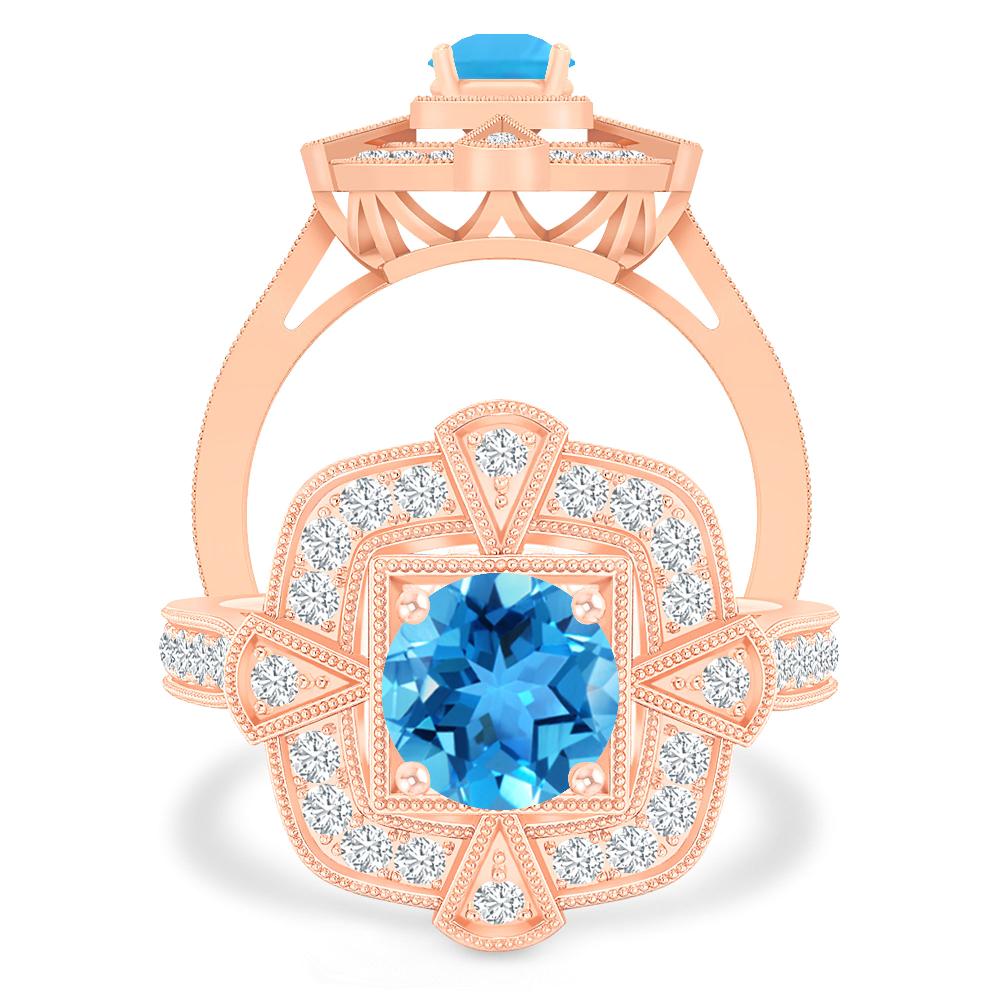 Rose Gold - Blue Topaz