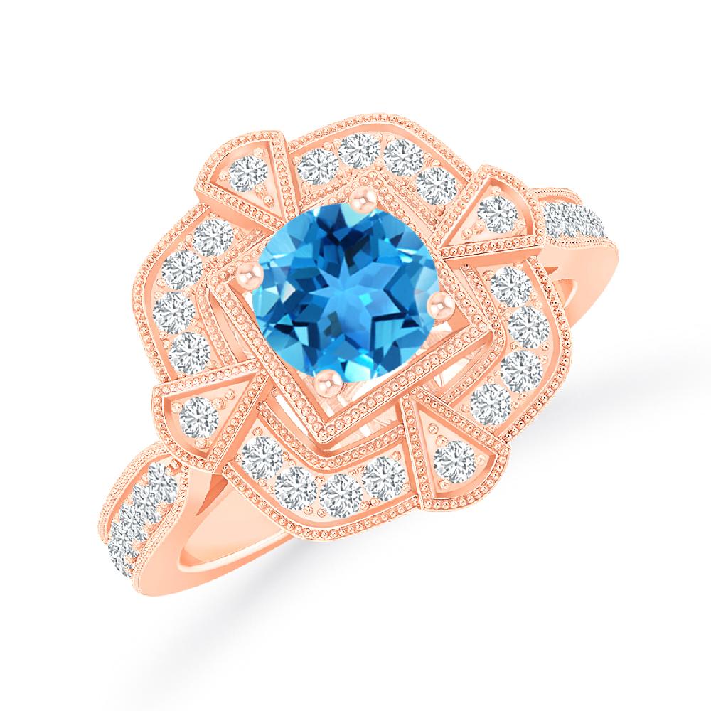 Rose Gold - Blue Topaz