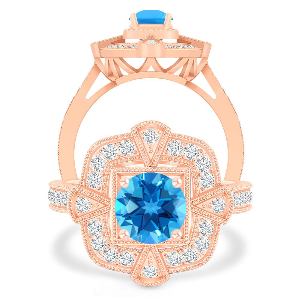 Rose Gold - Blue Topaz