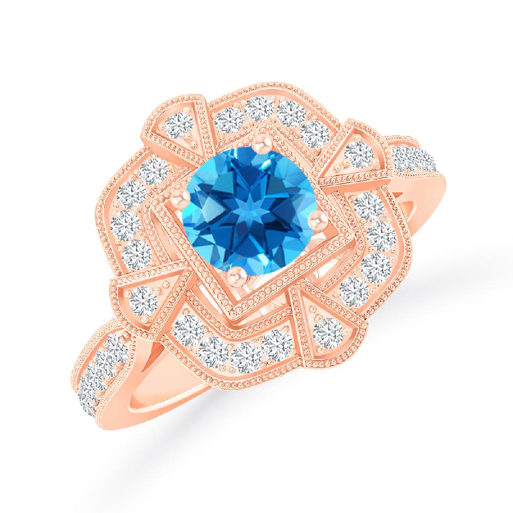 Rose Gold - Blue Topaz