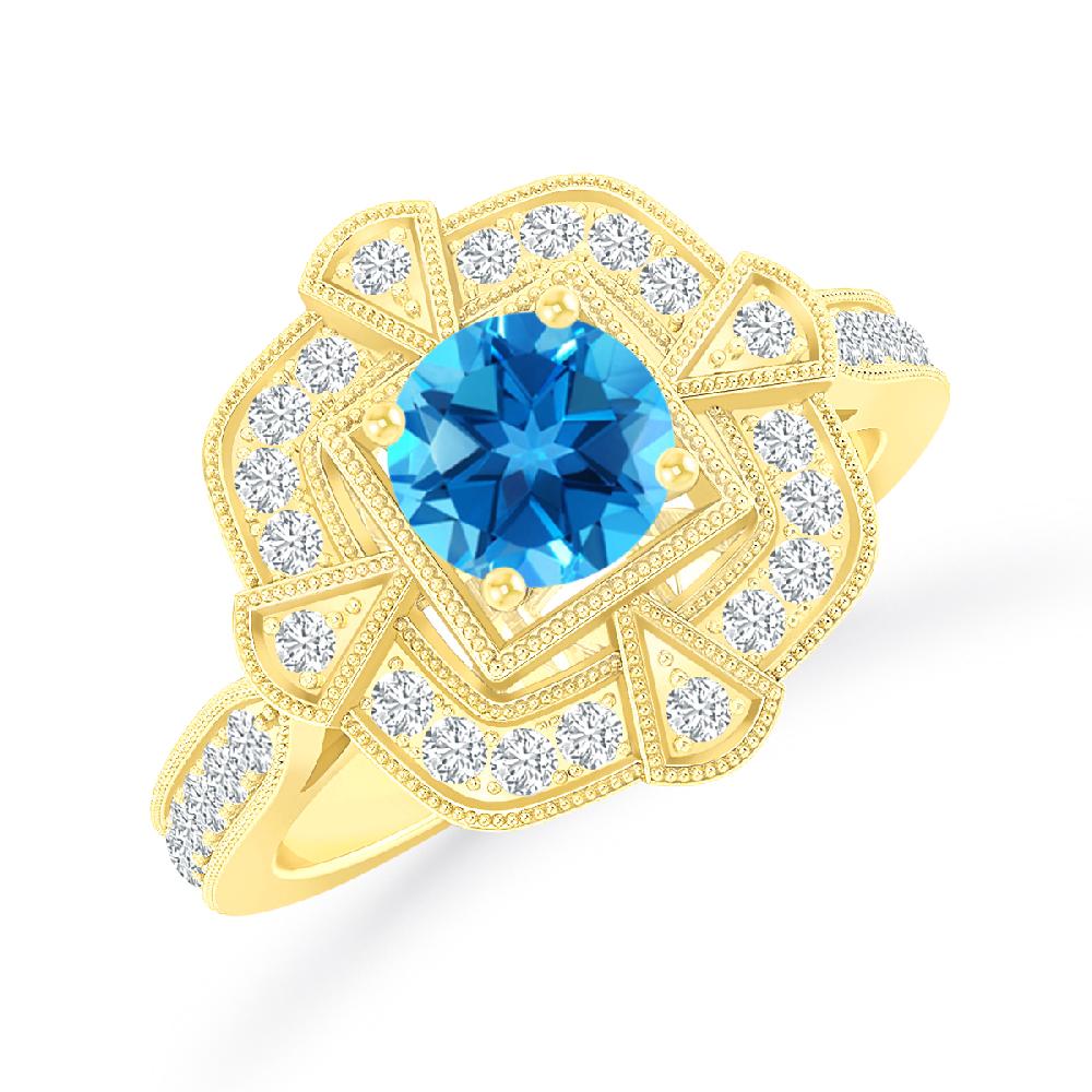 Yellow Gold - Blue Topaz