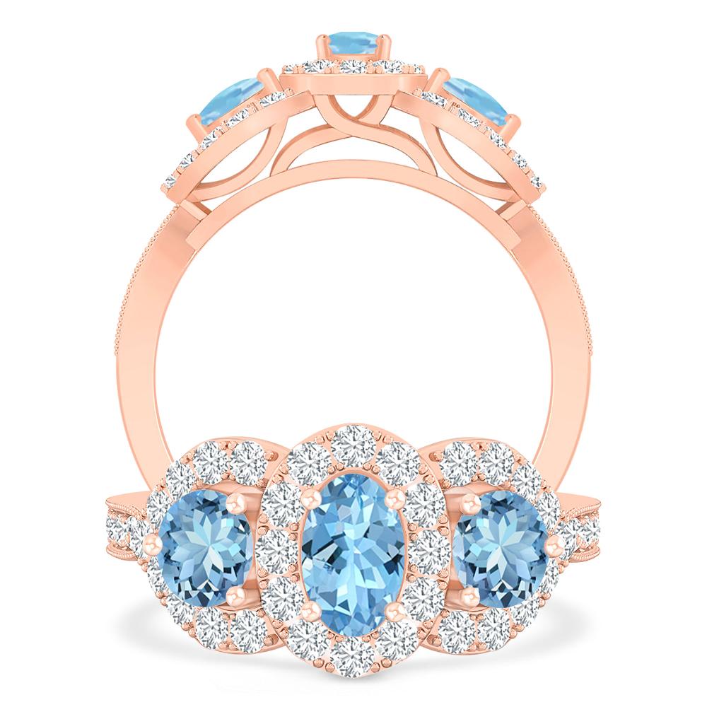 Rose Gold - Aquamarine