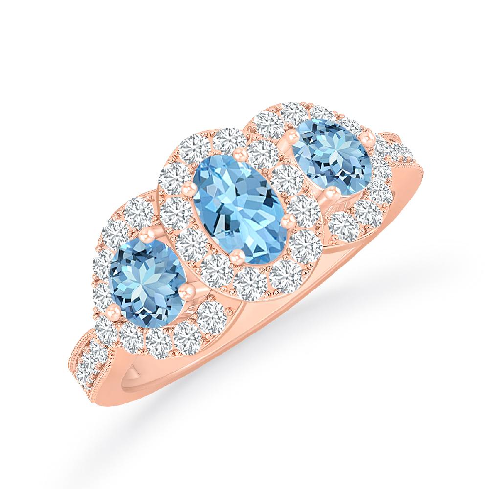 Rose Gold - Aquamarine