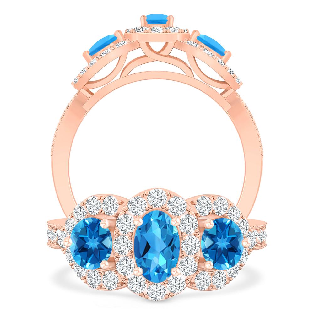 Rose Gold - Blue Topaz