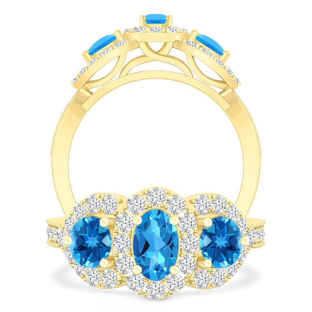 Yellow Gold - Blue Topaz