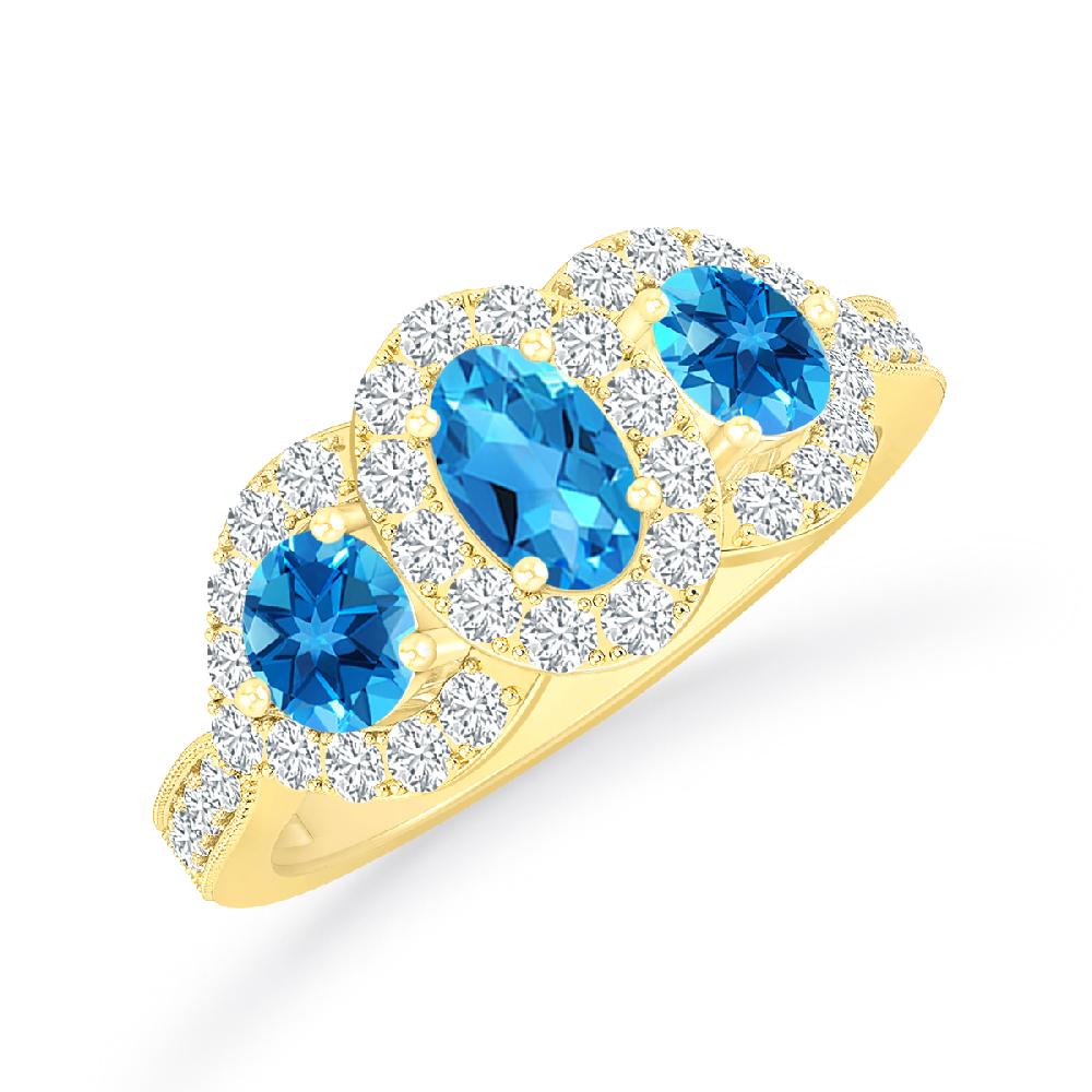 Yellow Gold - Blue Topaz