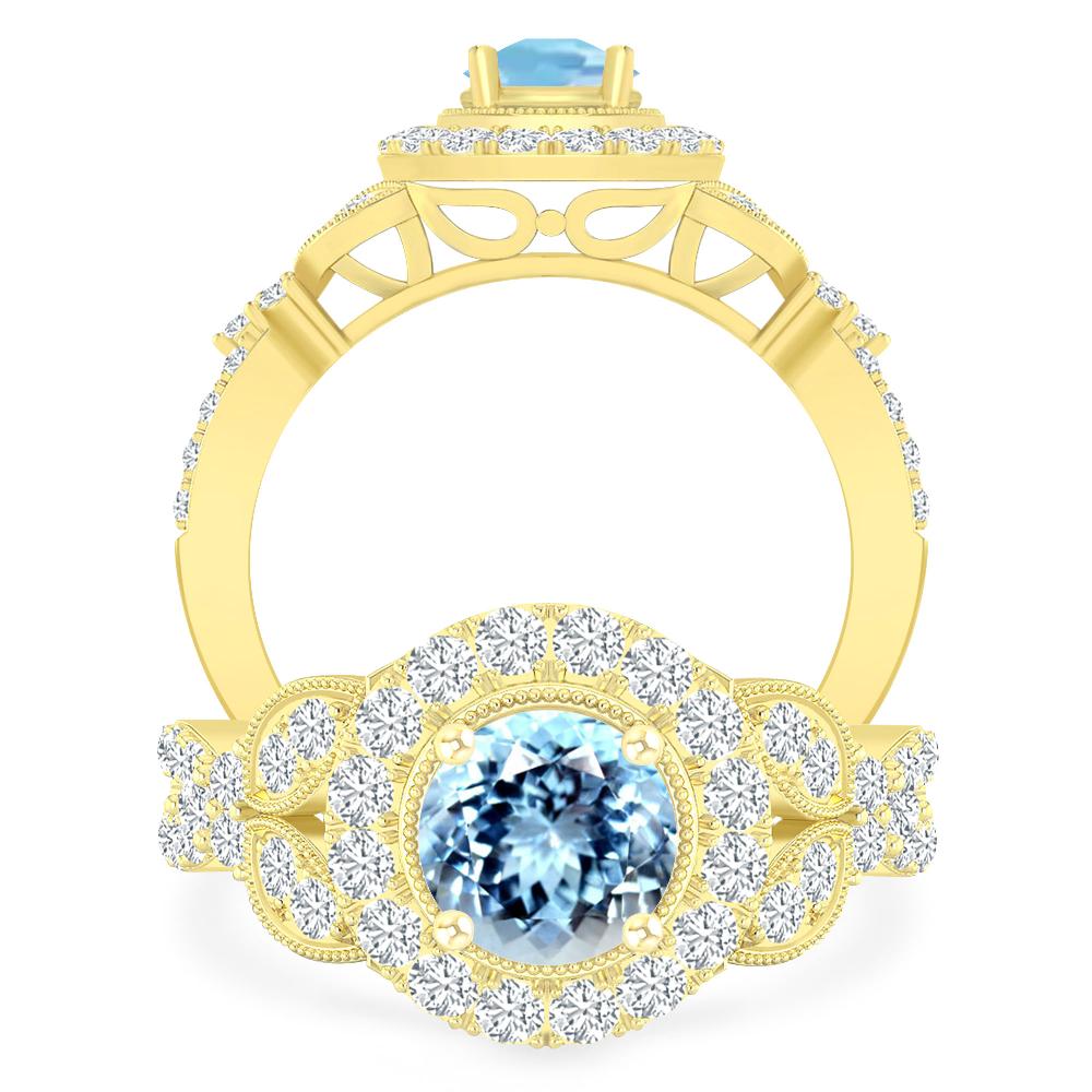 Yellow Gold - Aquamarine