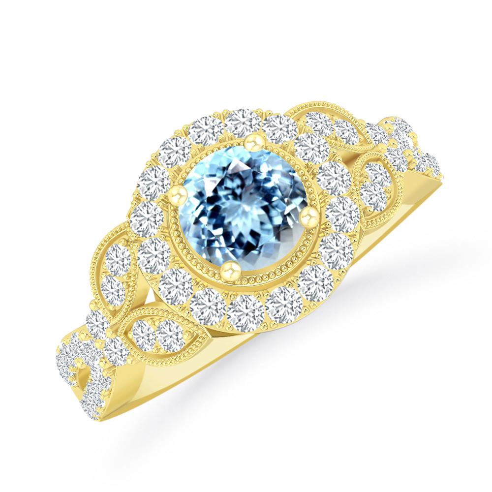 Yellow Gold - Aquamarine