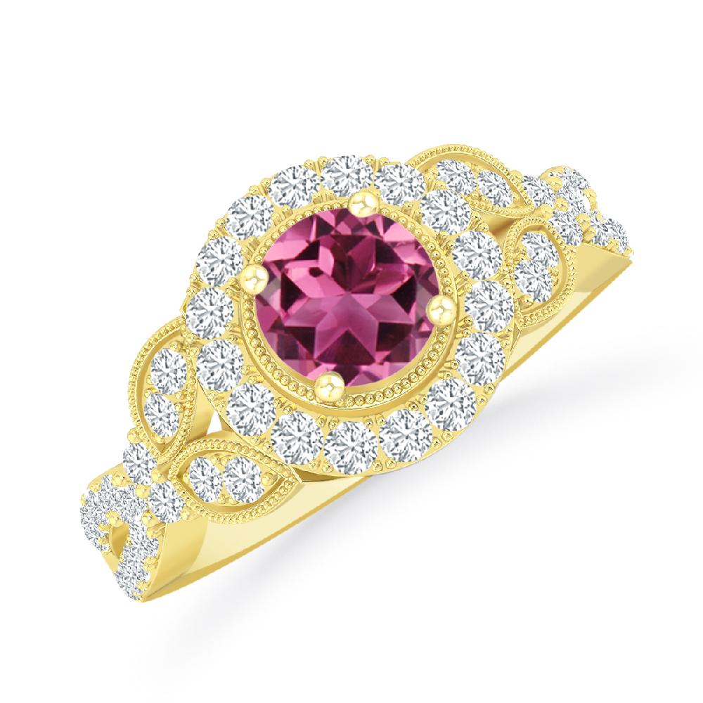 Yellow Gold - Pink Tourmaline