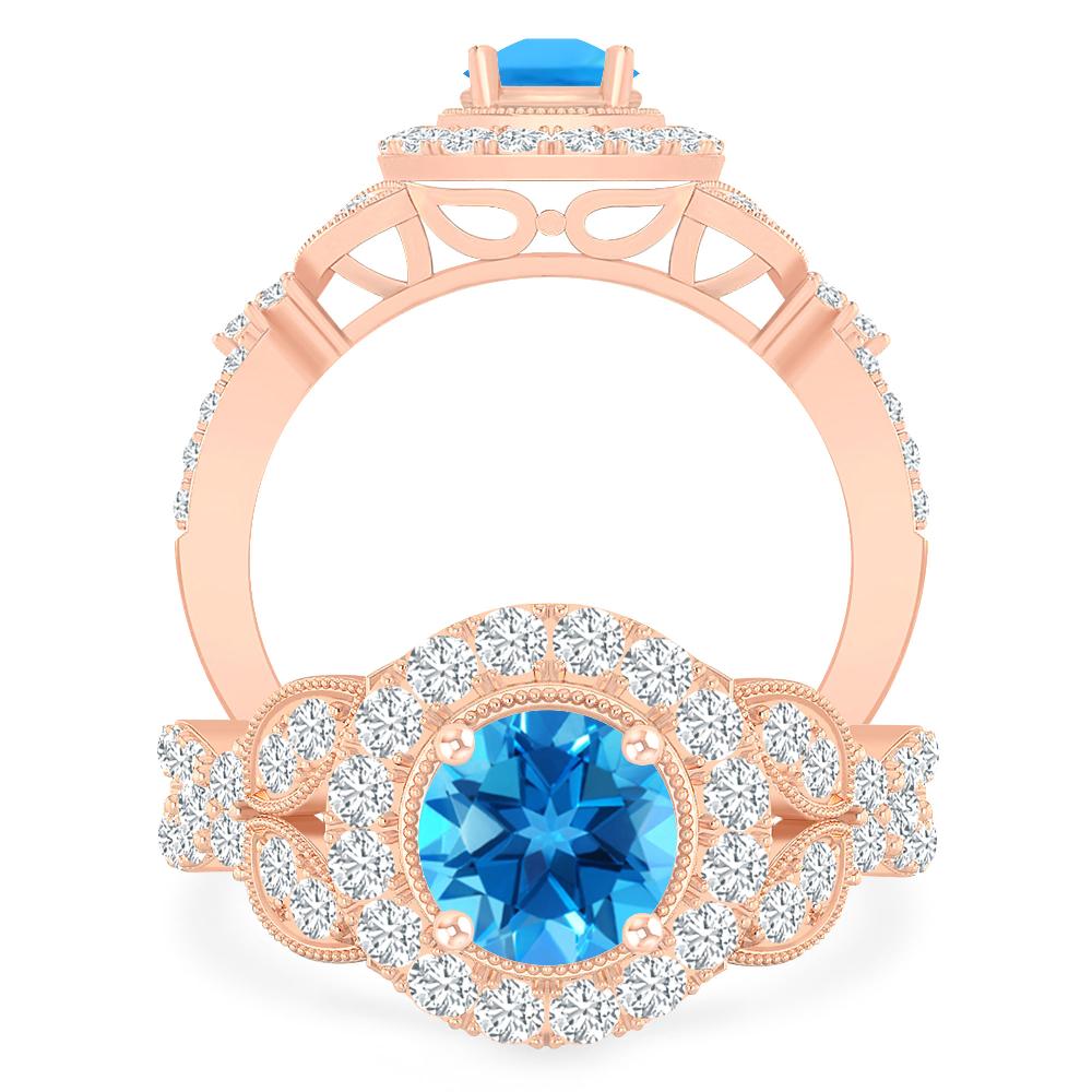 Rose Gold - Blue Topaz